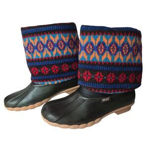 MUK LUKS Sydney Rain boot Waterproof Shoe Bohemian Aztec Festival Size 7 #C933